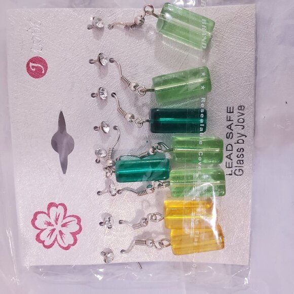 DANGLE and Stud Glass Earrings By Jove - Set of 8 Earring Pairs. - Picture 7 of 10
